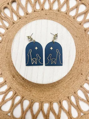 Navy Nativity Polymer Clay Earrings