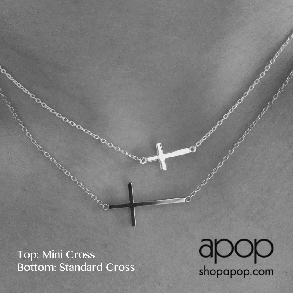 Rosy Horizontal Cross Necklace 16 inch
