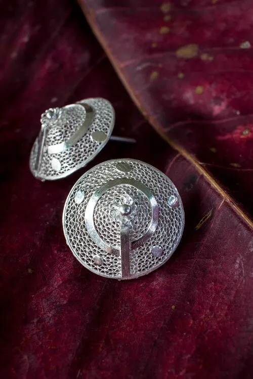 Silver Linings "Cone" Silver Filigree Handmade Studs Earrings